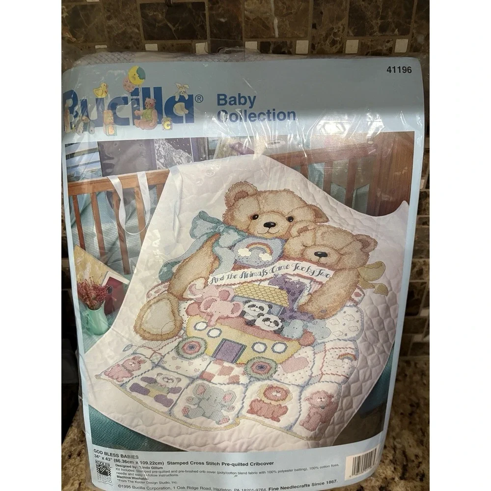 BUCILLA Kit Cross Stitch GOD BLESS BABIES 34